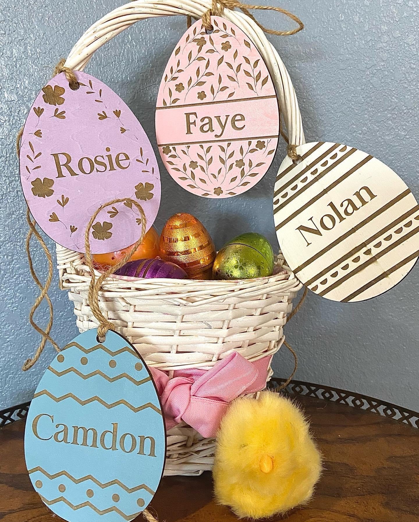 Pastel Egg Basket Name Tags