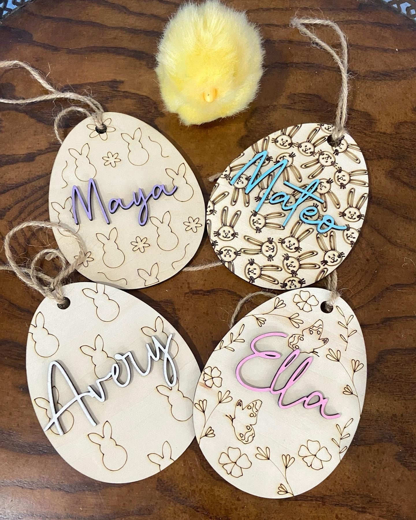 Simple Wood Basket Name Tags