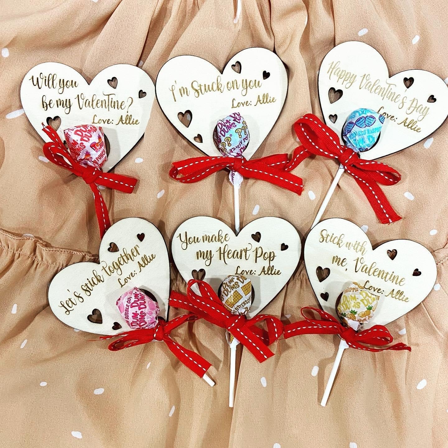 Wood Cut Lollipop Valentines