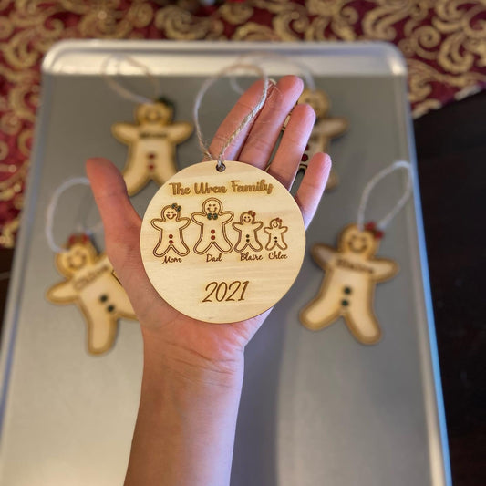 Gingerbread Family Custom Names Ornament