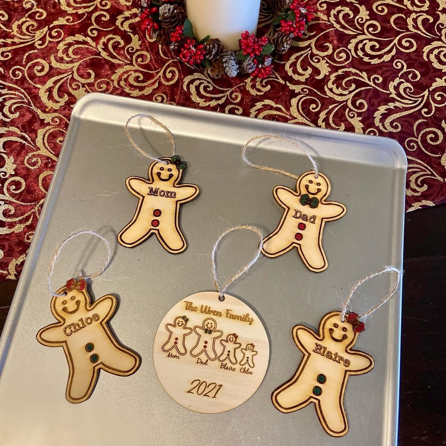 Gingerbread Family Custom Names Ornament