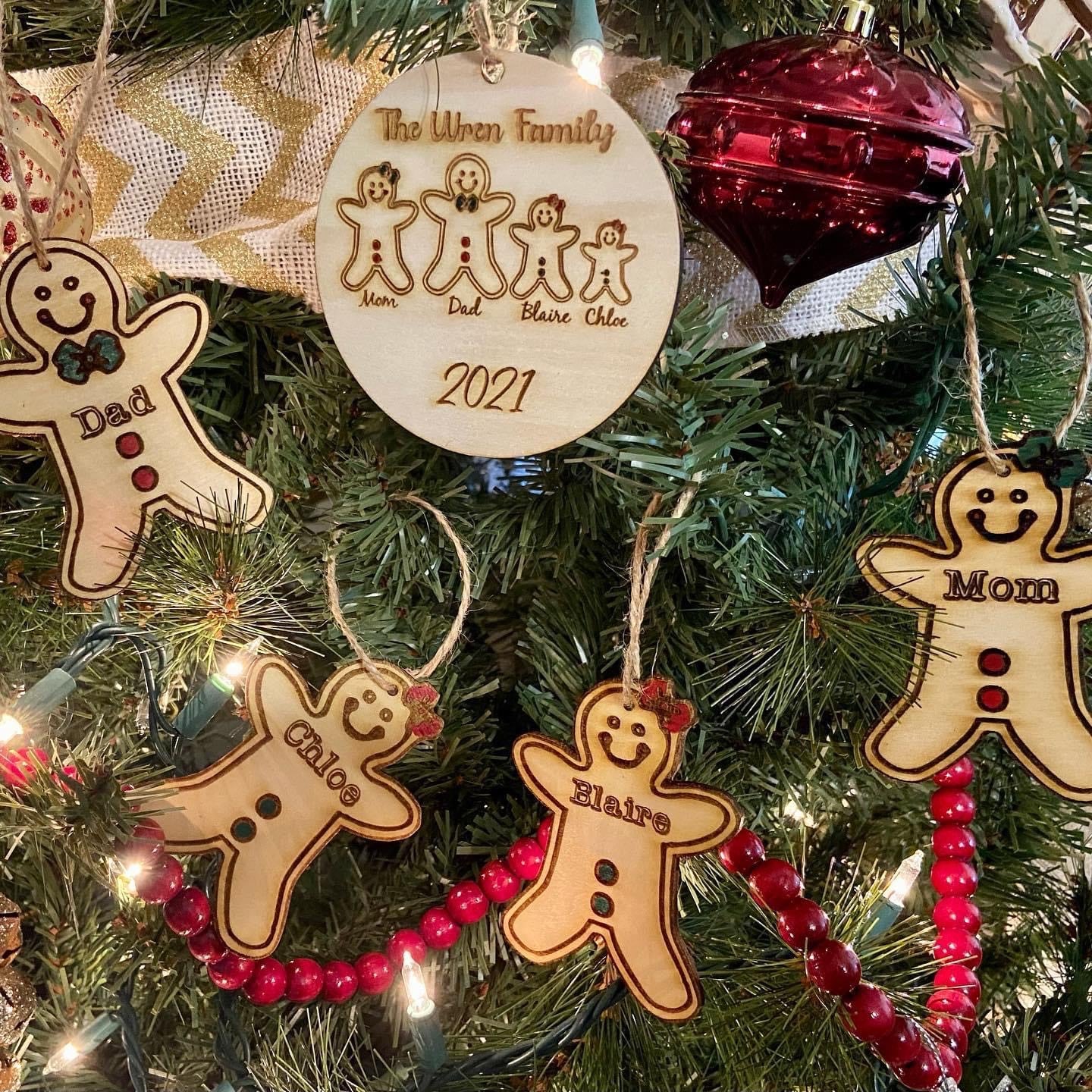 Gingerbread Family Custom Names Ornament