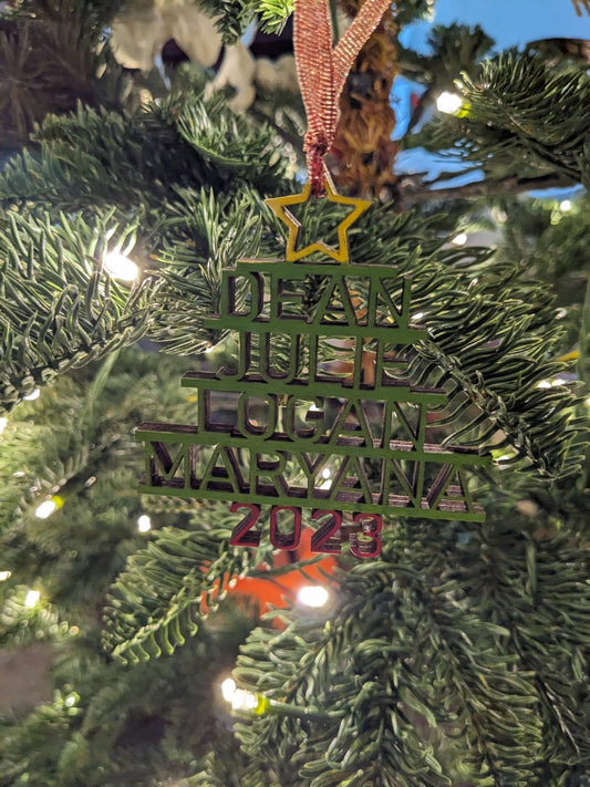 Christmas Tree Family Names Ornament